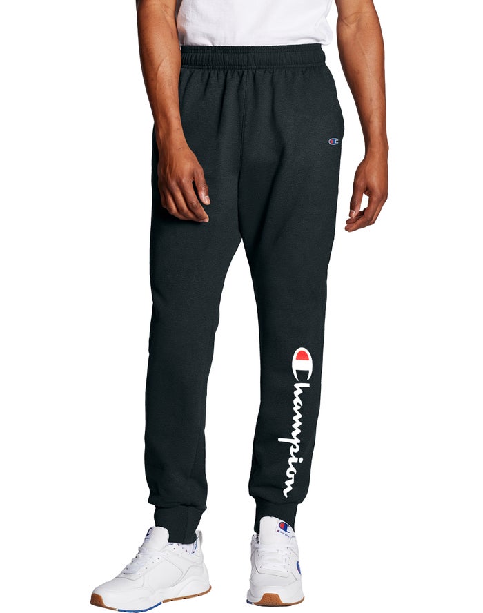 Champion Powerblend Fleece Script Logo Erkek Joggers Siyah ( OPTGIY423 )